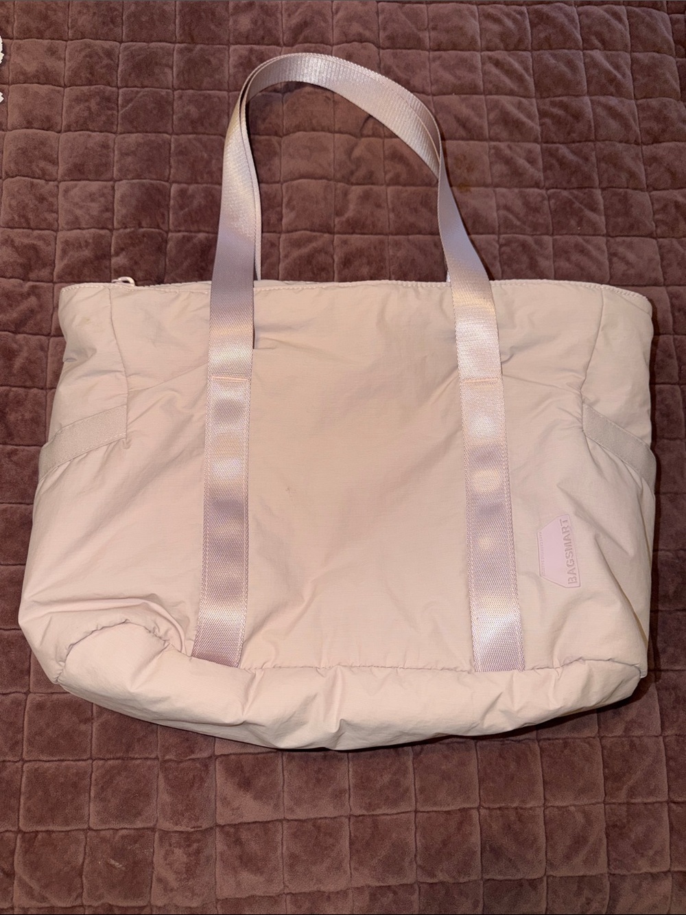 Bagsmart Light Pink Quilted Tote Bag Gym Travel Work